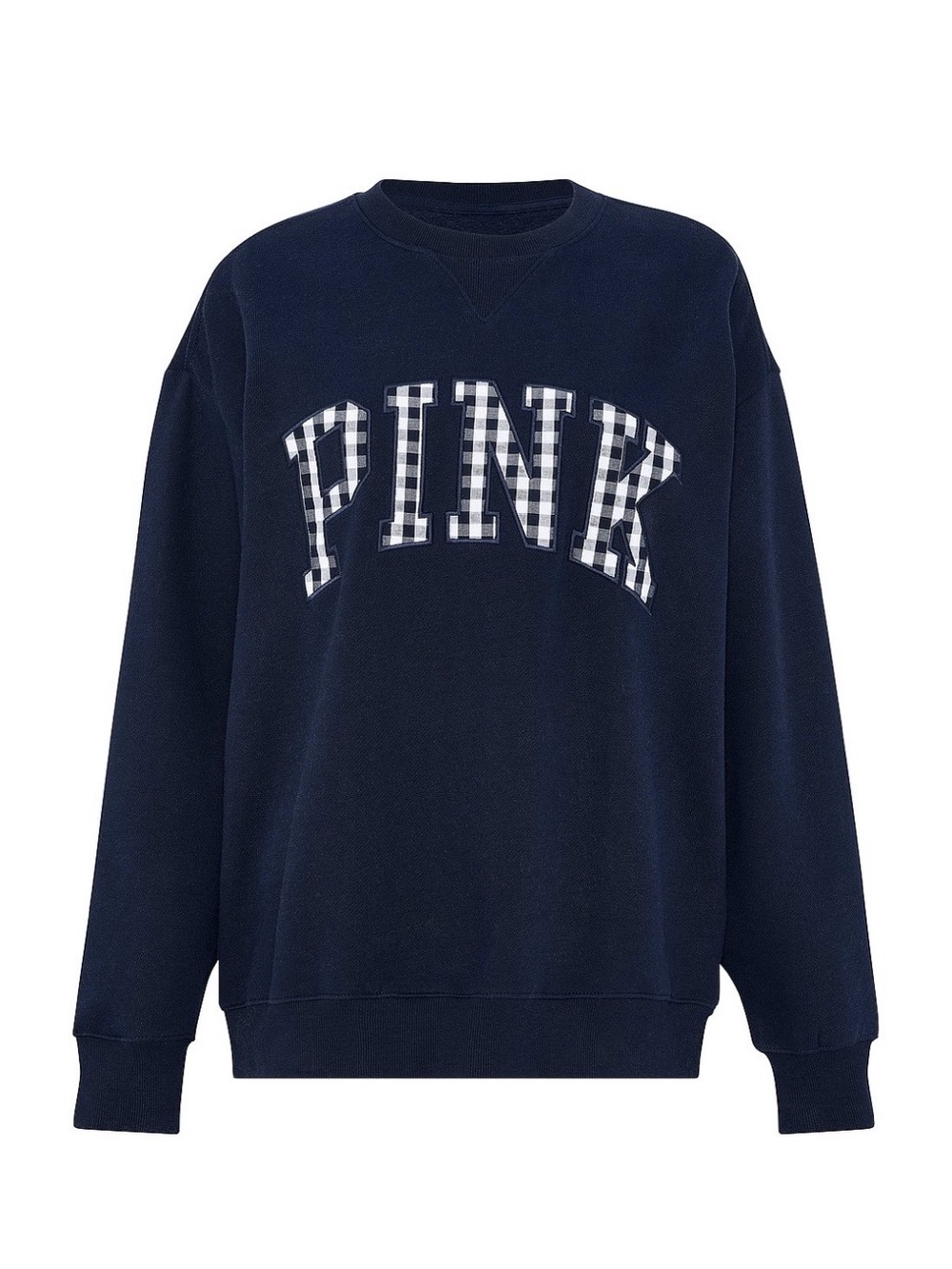 NWT, PINK Victoria's Secret Navy Pullover with Plaid Logo, Size Small - Picture 4 of 7